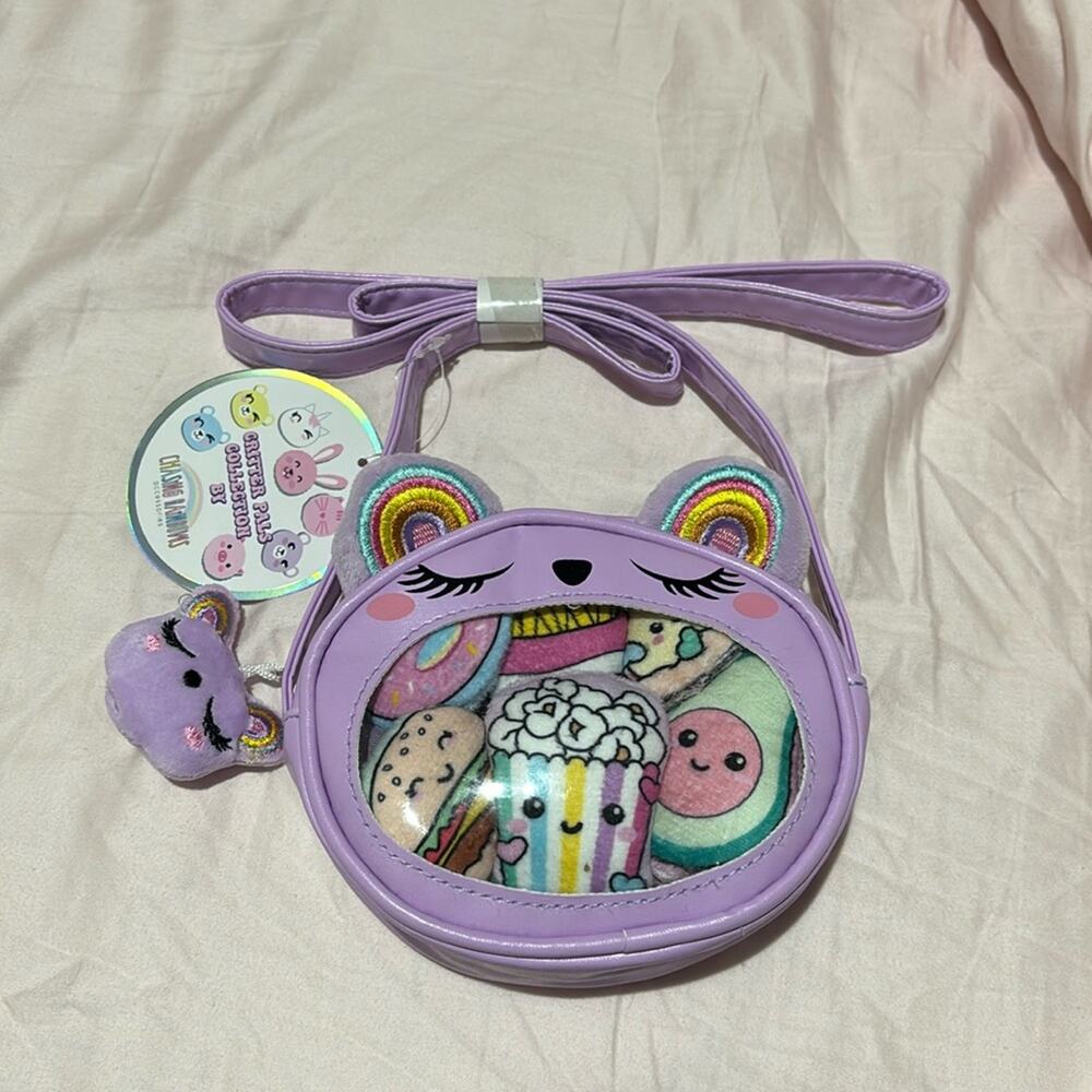 Chasing Rainbows critter pals collection pinkish lavander purse w/ food critter
